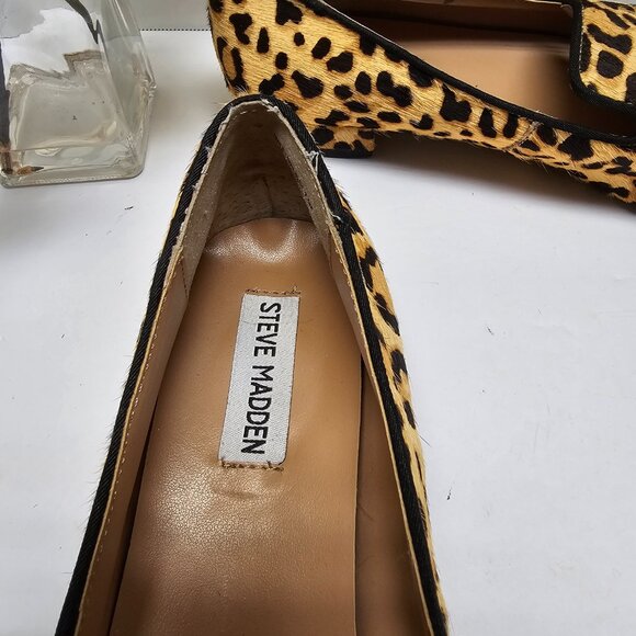 Cow Hair Real Fur Steve Madden Womens Cheetah Leopard Slip On Shoes SMILE 7.5 - Picture 3 of 16